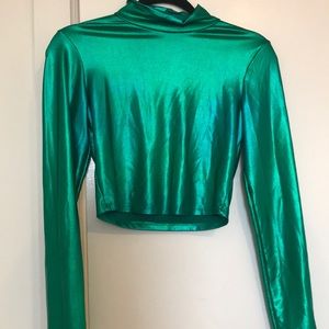 Neon Green Long Sleeve Crop Top